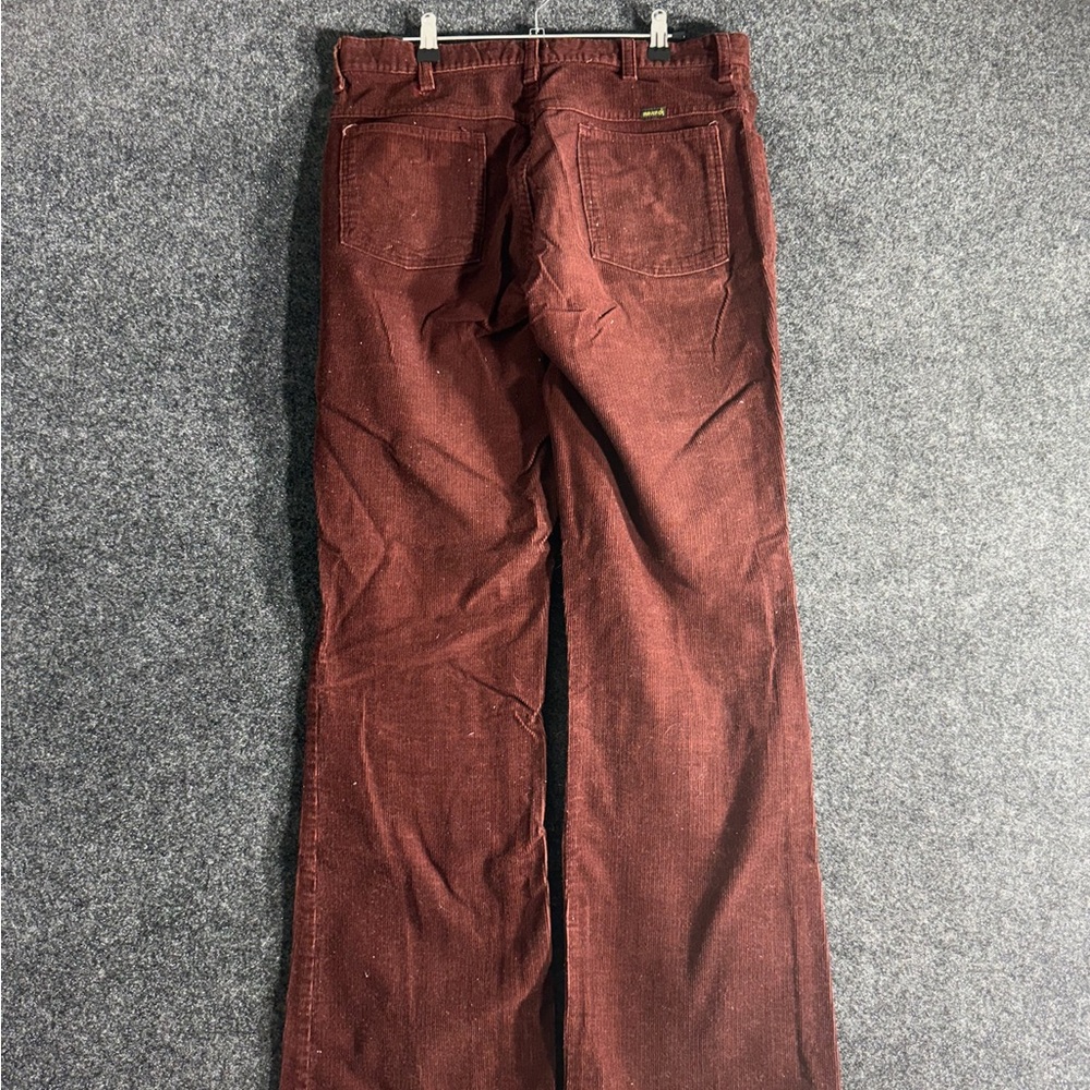 Maverick Corduroy Pants Men’s 34x32 Burgundy 70s Wide Leg Talon Zip Vintage